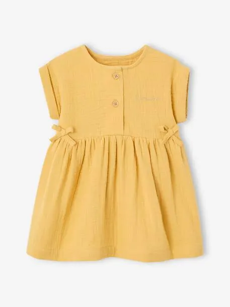 Robe bébé en gaze de coton - ocre