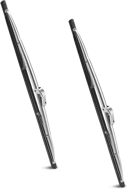 2 Pcs 13" Vintage Wiper Blades 7mm Bayonet Polished Stainless Steel Frame Left & Right Windshield Wipers for Classic Cars Boats