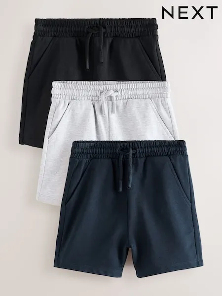 Black/Cement/ Grey Jersey Shorts 3 Pack (3mths-7yrs)