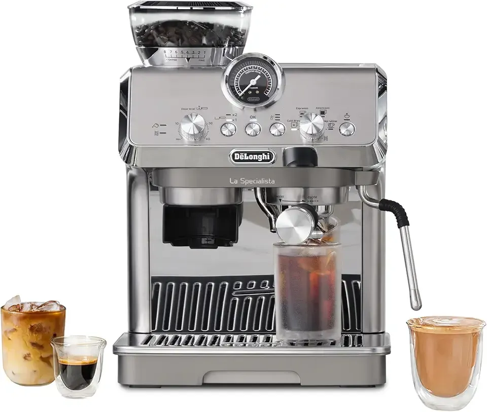 De'Longhi La Specialista Arte Evo Espresso Machine - Compact Cold Brew Coffee Maker with Grinder, Milk Steam Wand/Frother & Tamping Tools - Home Barista Kit for Lattes, Cappuccinos, Iced Coffee