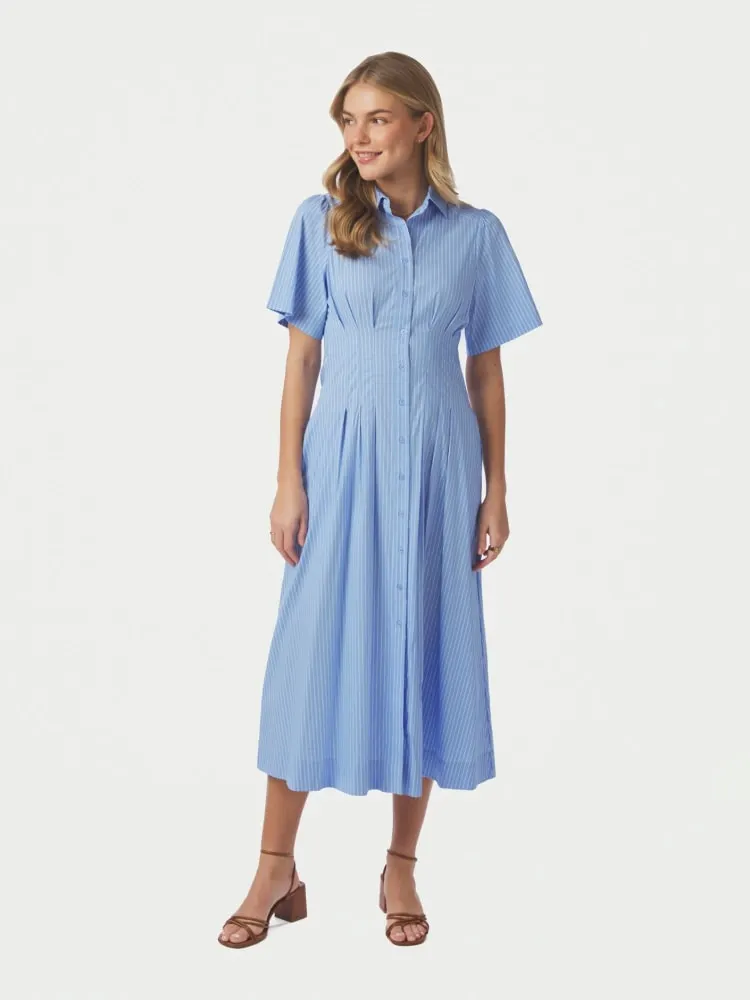 Baia Stripe Poplin Dress Light Blue
