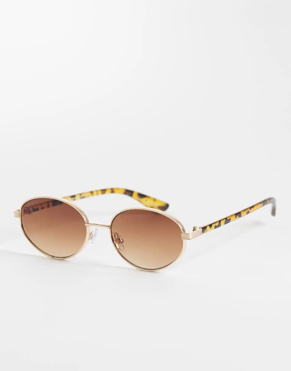 New Look metal oval sunglasses in gold