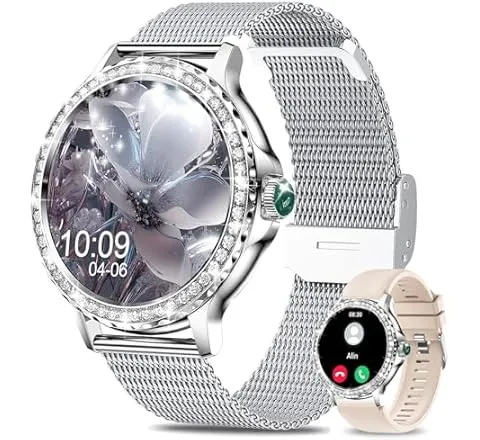 Fitoncloud Smart Watches for Women, 1.3”HD Fitness Tracker with Blood Pressure/Heart Rate Monitor, Bluetooth 5.2 Make Calls Smart Watch for Android/iOS Phones, IP68 Waterproof Fitness Watch for Women