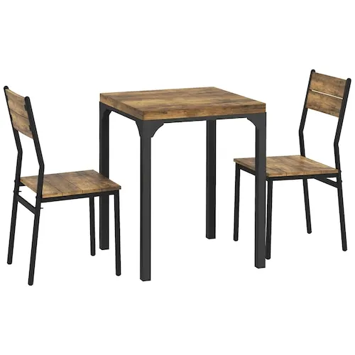 23.6-inch 3-Piece Dining Table Set with 2 Chairs, Rustic Brown
