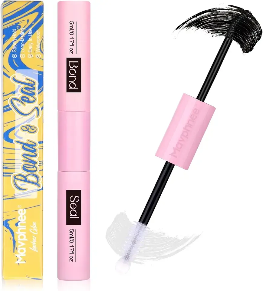 Lash Glue Bond and Seal Long Lasting Strong Hold Waterproof 2 in 1 Cluster Eyelash Glue for DIY Lash Extensions by Mavphnee