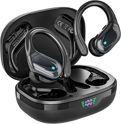 HAOYUYAN Wireless Earbuds, Sports Bluetooth Headphones, 80Hrs Playtime Ear Buds with LED Power Display, Noise Canceling Headset, IPX7 Waterproof Earphones for Workout/Running（Black） HAOYUYAN Wireless Earbuds, Sports Bluetooth Headphone…