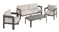 12 tlg. Gartenlounge mit Tisch 2 Sessel & 3-Sitzer Bank aus Aluminium RIAD M - Anthrazit