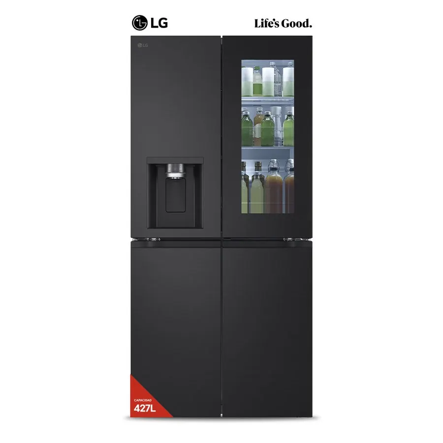 Heladera No Frost LG Side By Side GM57SXM 418 lt Instaview DID negra con Dis...