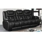 Apex Leather Power Reclining Sofa with Drop Down Table and Power Headrests - Black