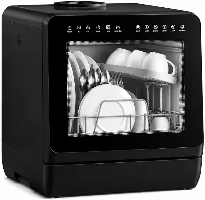 Countertop Dishwasher 5L Tank Water Softener No Hookup, Black