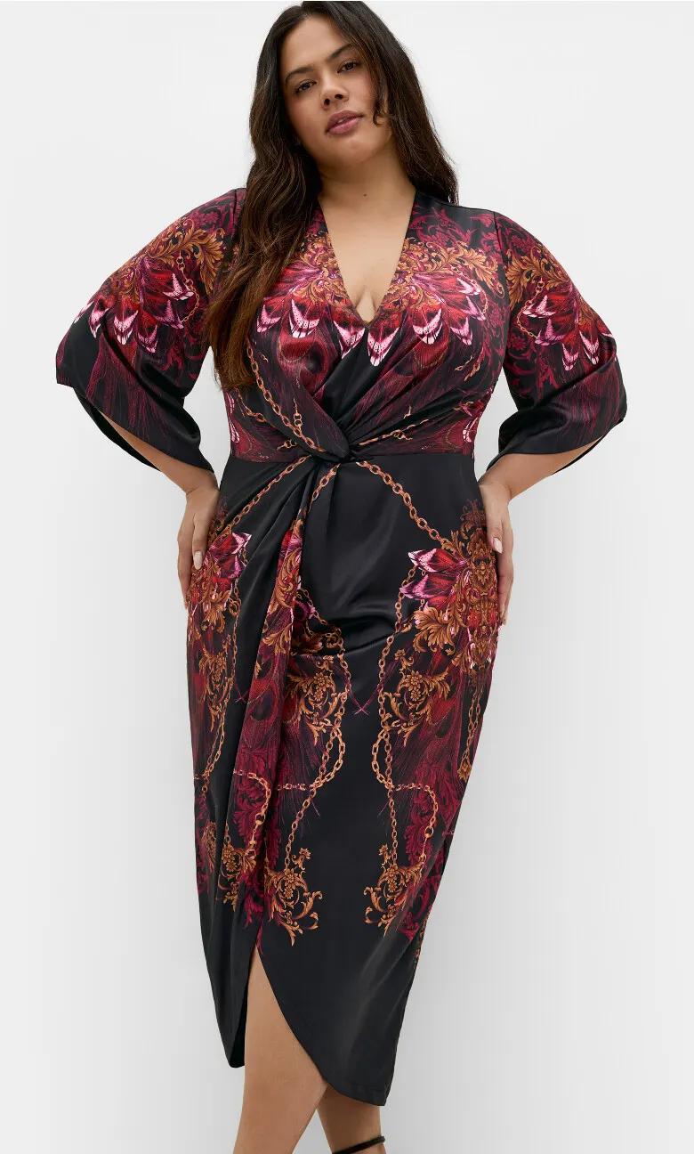 Priscilla Twist Tulip Maxi Dress - ruby