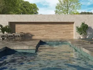 Suelo piscina porcelánico Ibor efecto piedra turquesa 30.3x61.3 cm C3 ECOCERAMIC