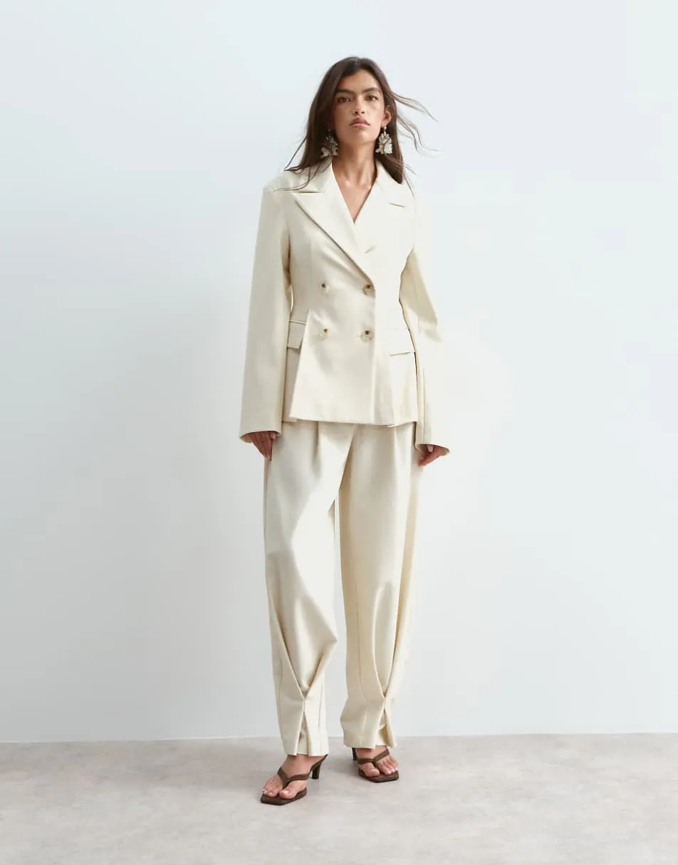 ARRANGE tapered fold detail tailored trousers co-ord in cream