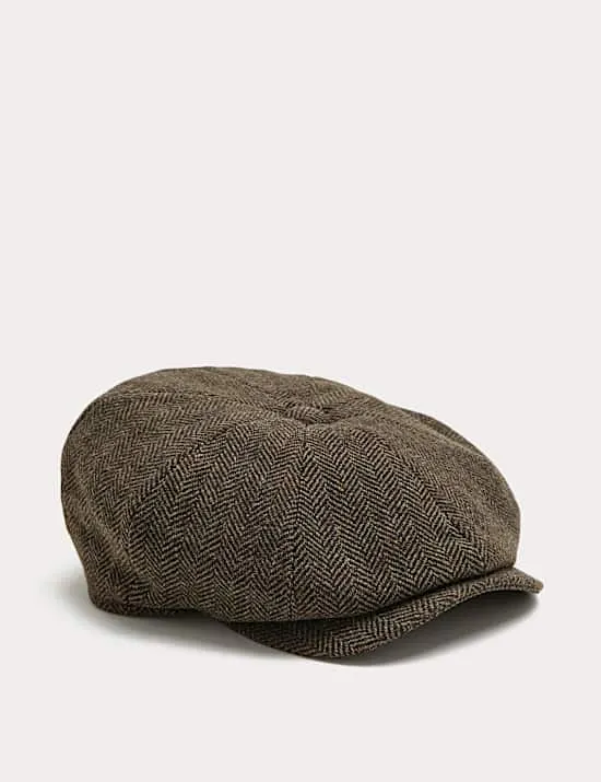 Herringbone Baker Boy Hat