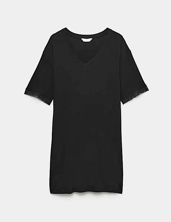 Lace Detail Mini Nightshirt