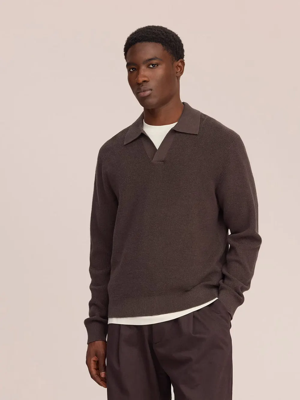 HOPE COTTON CASHMERE POLO SWEATER