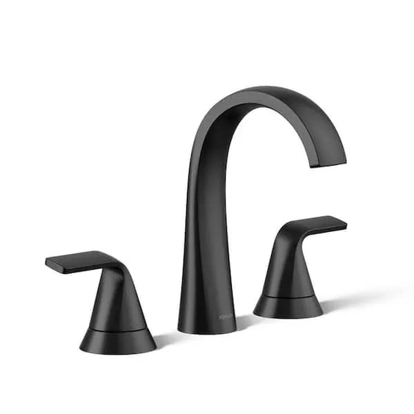 Cursiva 8 in.​ Widespread 2-​Handle Bathroom Faucet in Matte Black