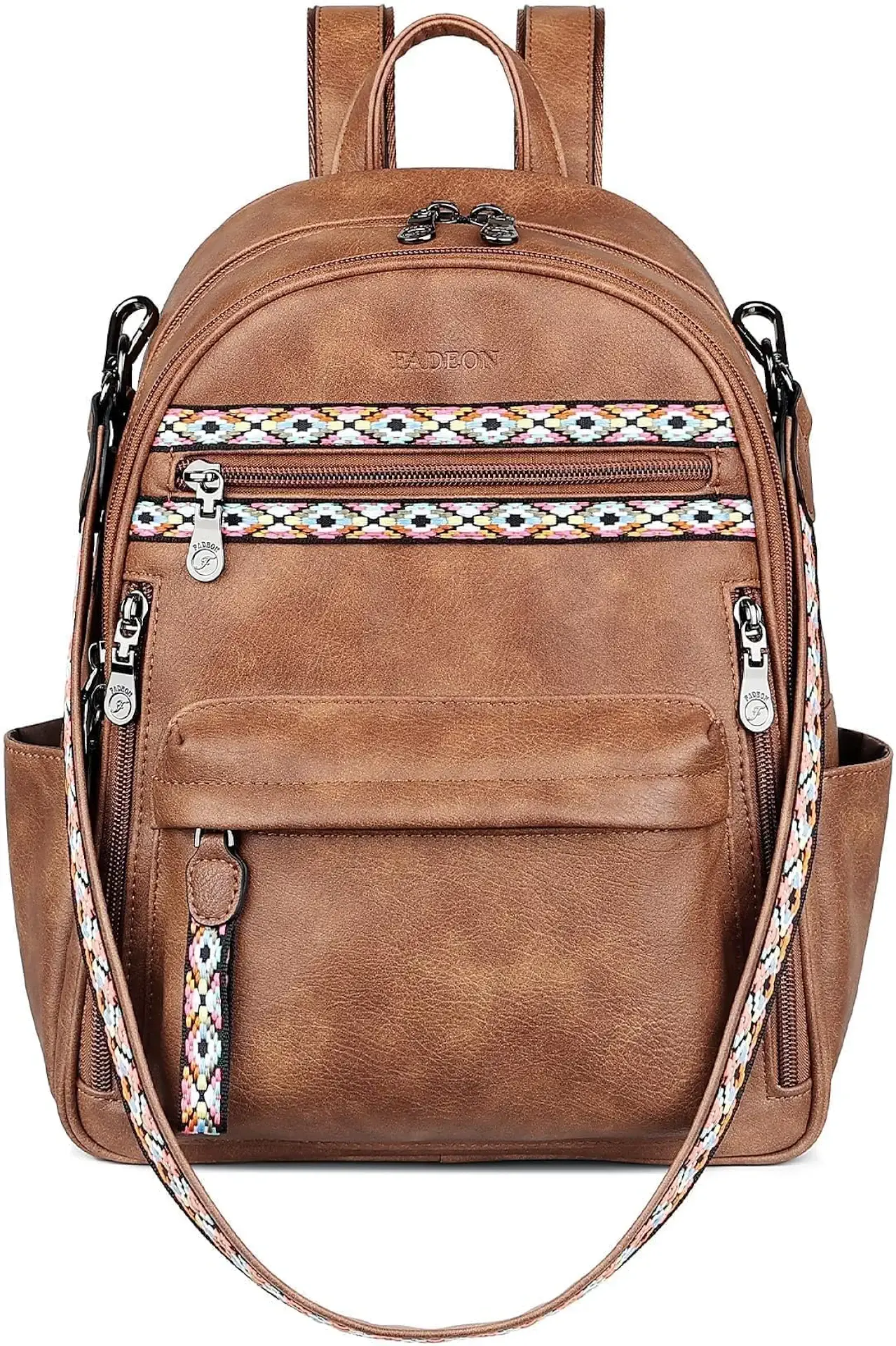 FADEON Small Backpack Purse for Women, Multi-Pocket Bag with IPad Pocket | Dedicated iPad Pocket & Multi-Pocket, Waterproof Vegan Leather, Adjustable Straps for School, Work, Commute & Travel