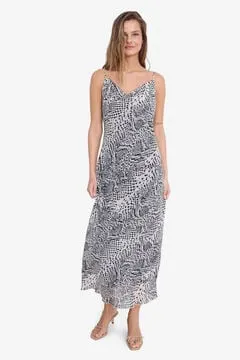 Vestido midi tirantes animal print