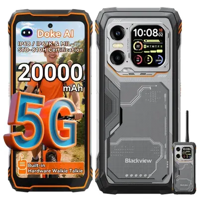 Walkie-Talkie-Smartphone XPLORE 1 von Blackview, Extrem robust (MIL-STD-810H), 20.000 mAh Powerbank-Funktion, 5G-Speed