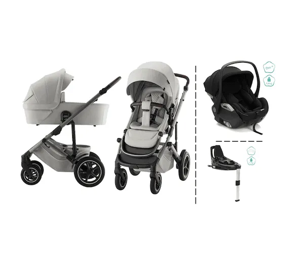 Britax | Smile 5Z kombivogn + Noa bilstol & Base | Linnen Grey