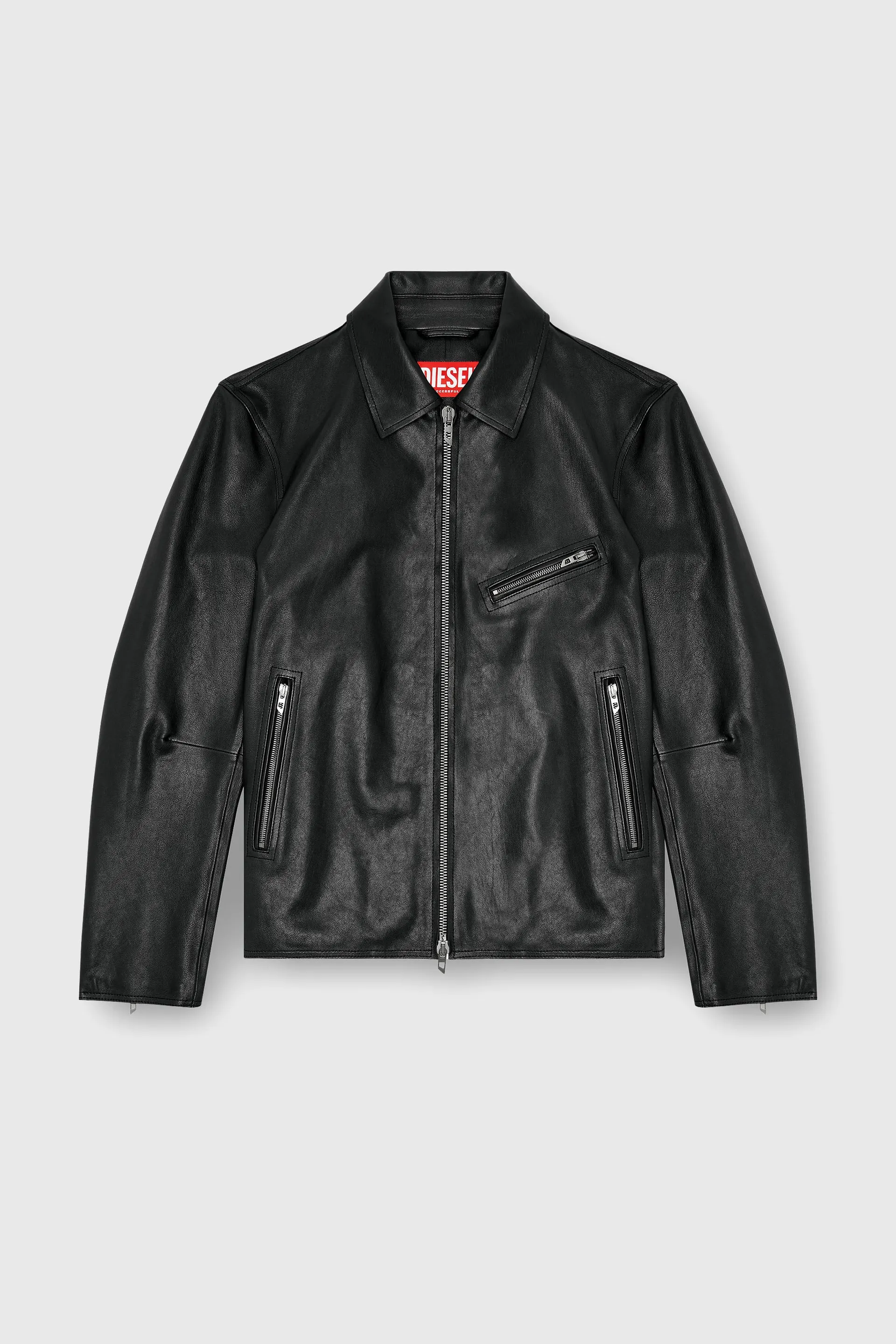 Leather jacket with embossed Oval D