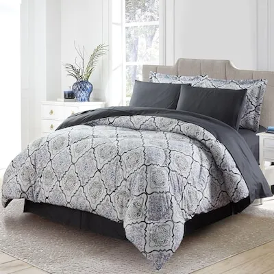 90x90 Queen 4-Piece White Pleat Bed in a Bag