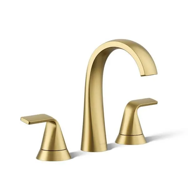 KOHLER Cursiva 8 in.​ Widespread Double Handle Bathroom Faucet in Vibrant Brushed Moderne Brass