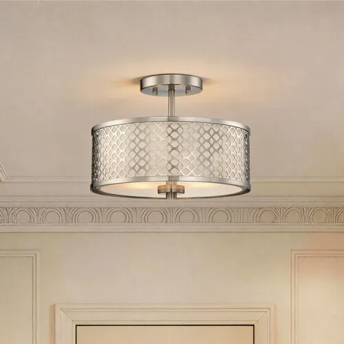Savoy House Meridian 13"W Brushed Nickel 2-Light Semi-Flush Mount Ceiling Light