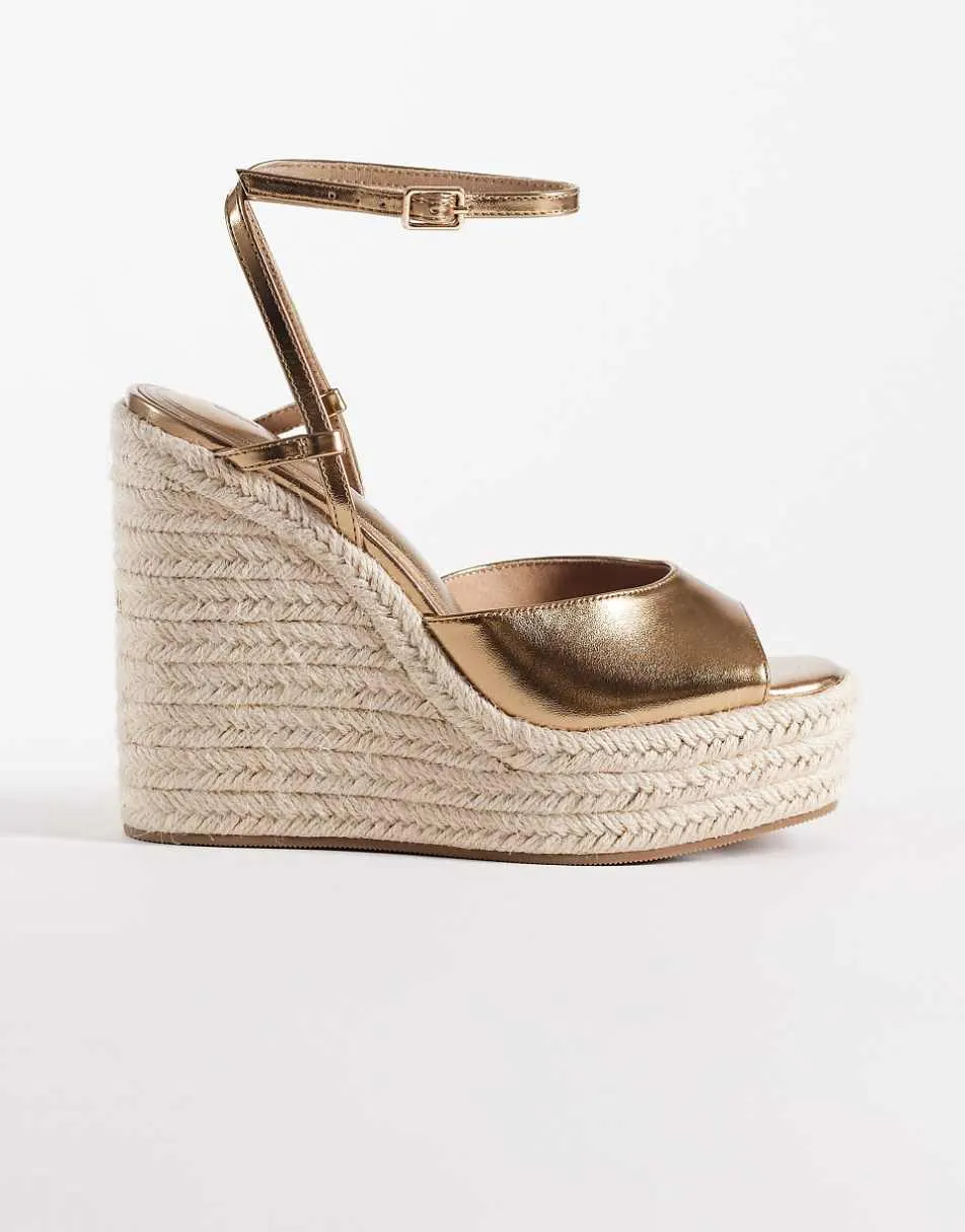 ASOS DESIGN Tamryn espadrille wedge in gold
