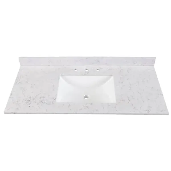 Home Decorators Collection 49 in.​ W x 22 in.​ D Engineered Stone Composite White Rectangular Single Sink Vanity Top in Pulsar