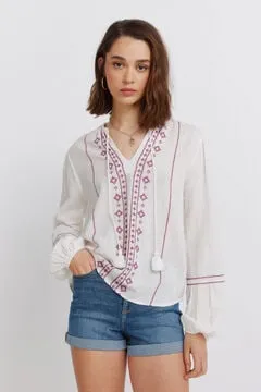 Blusa manga larga cenefa