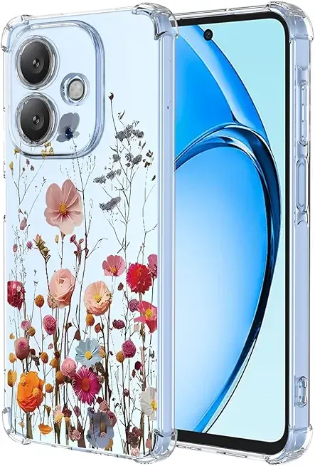 for Oppo A3X 4G/5G Case Oppo A40 4G Case with Clear Floral Pattern,Shockproof Soft Case for Oppo A3X 4G/5G Oppo A40 4G,Pretty Flower