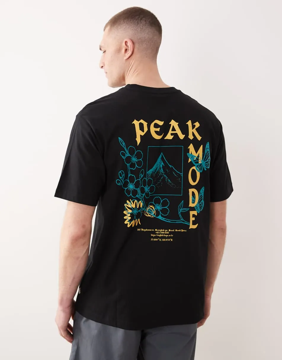 ONLY & SONS oversized fit t-shirt with mountain back print in black