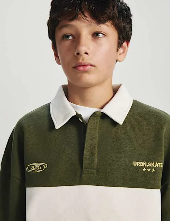 Rugby-Sweatshirt mit hohem Baumwollanteil (6–16 J.)