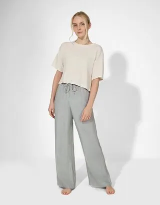 Pantaloni pigiama - Misto lino - Cachi
