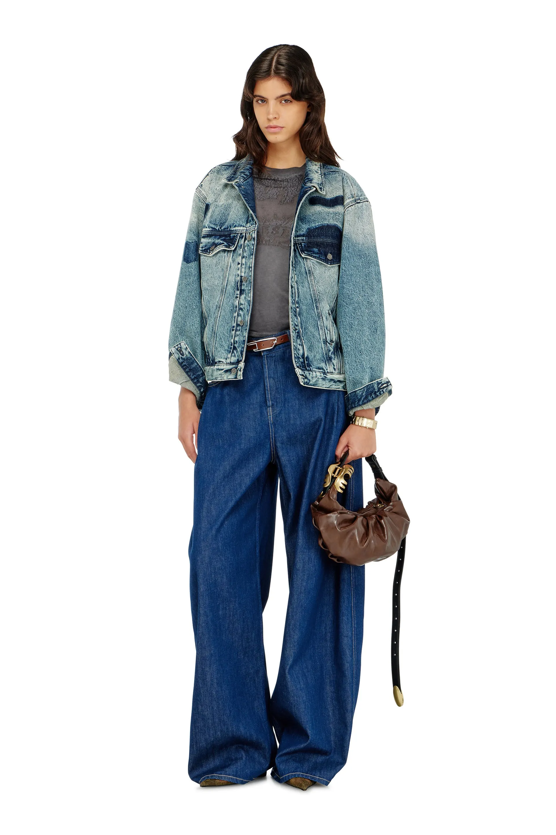 Trucker jacket with patch effects