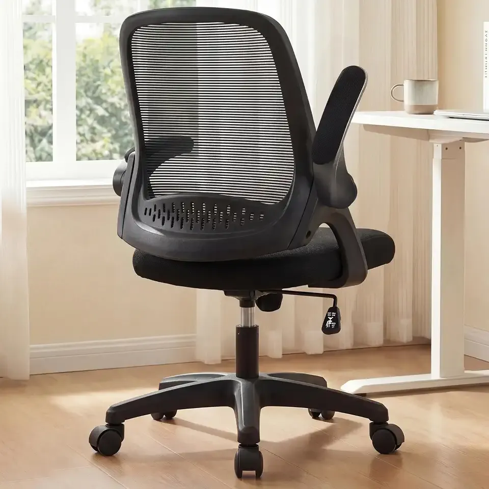 NEO CHAIR Office Desk Chair, Ergonomic Mesh with Flip-Up Arms, Dark Black