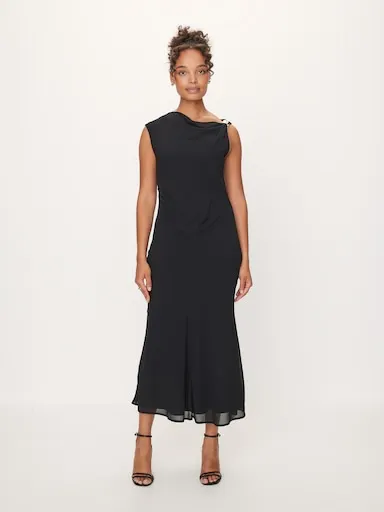 Amanda Gold Trim Midi Dress