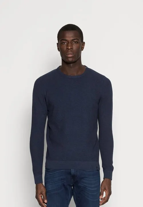 Strikkegenser - mottled dark blue