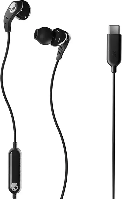 Set USB-C Wired Earbuds with Noise Isolating Fit, in-Line Microphone Call and Track Control for iPhone Android, Ear Gel Sizes Included for Custom Fit - True Black