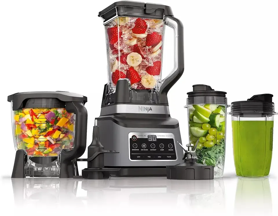 Ninja R-BN803TGT Professional Plus Kitchen Blender System and 8-Cup Food Processor with Auto-iQ, Black - Certified Refurbished