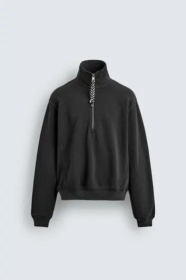 AARON LEVINE X ZARA QUARTER-ZIP SWEATSHIRT WITH TAPE DETAIL