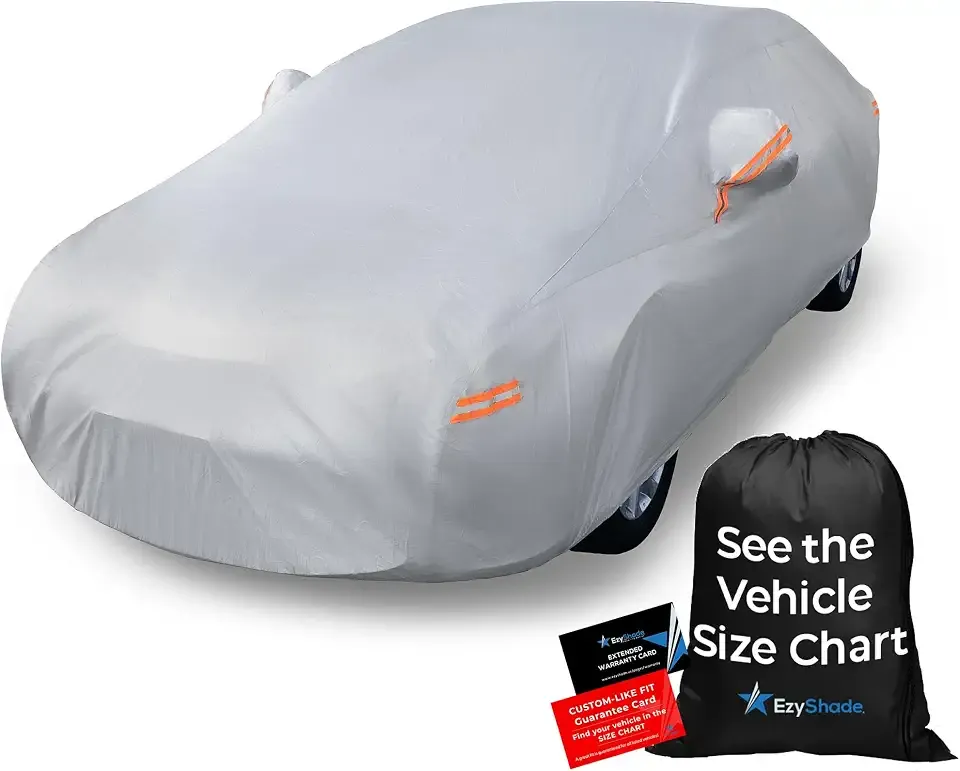 EzyShade Multi-Layer Car Cover Waterproof All Weather - See Vehicle Size-Chart - Outdoor Full Exterior Covers for Automobiles - Sedan Hatch SUV - Rain Snow Sun UV Protection. Size A4 (See SizeChart)
