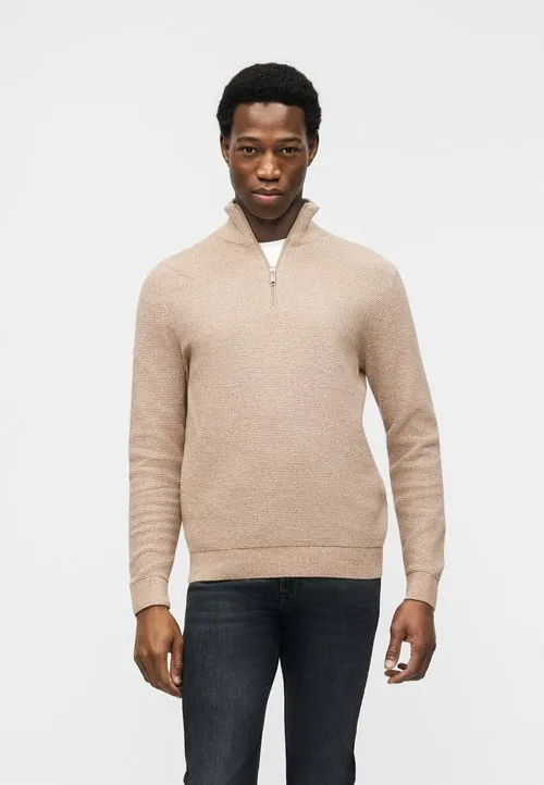 SLHROSS STRUCTURE HALF ZIP - Strikkegenser - oatmeal