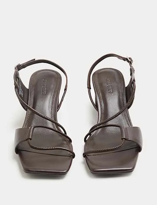 Leather Strappy Block Heel Sandals