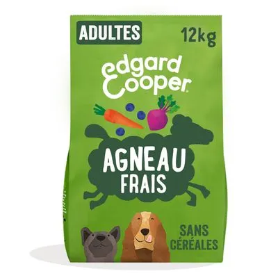 Lot Edgard & Cooper pour chien Adult agneau sans céréales (2 x 12 kg)