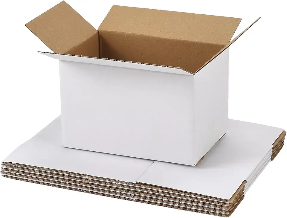 6 Pack Shipping Boxes 6x4x4 Inches, White Corrugated Cardboard Mailing Box for Packing, Mailing, Small Business