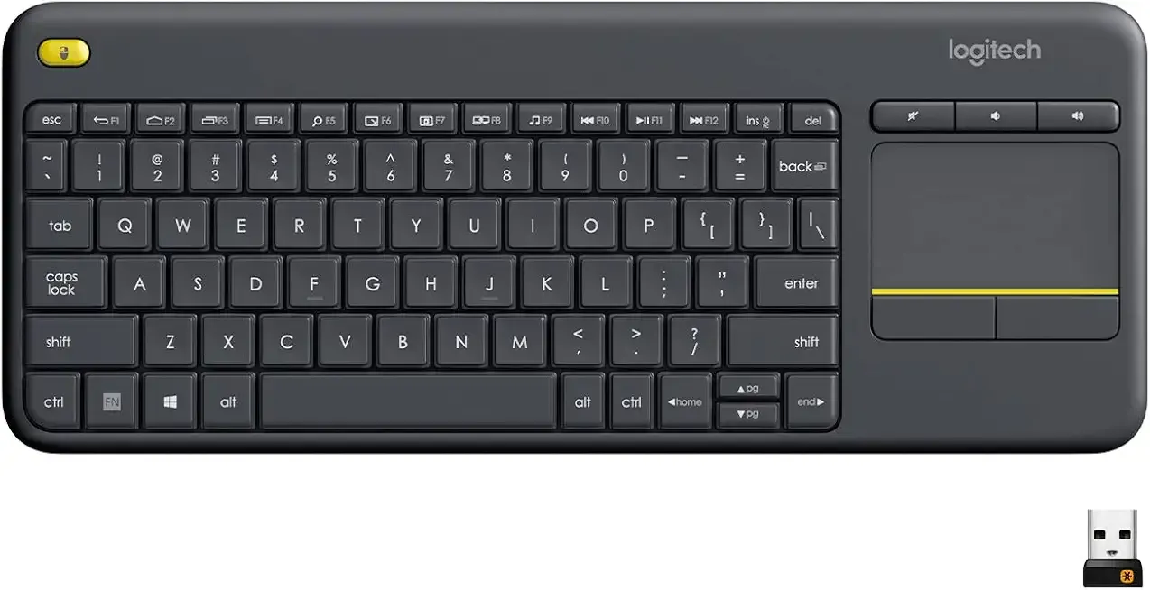 Logitech K400 Plus Wireless Touch TV Keyboard With Easy Media Control and Built-in Touchpad, HTPC Keyboard for PC-connected TV, Windows, Android, ChromeOS, Laptop, Tablet - Black