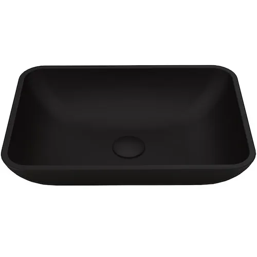 Sottile 18"L x 13"W x 4"H Modern Glass Rectangular Vessel Bathroom Sink in Black
